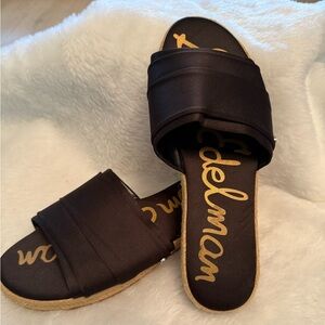 Sam Edelman Black Satin Espadrille sandals